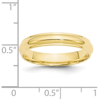 10K Yellow Gold 4mm Half Round Wedding Band with Ridged Edges - Size 9.5