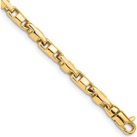 10K Yellow Gold 4mm Hand-Polished Fancy Link Bracelet - 7"" Length