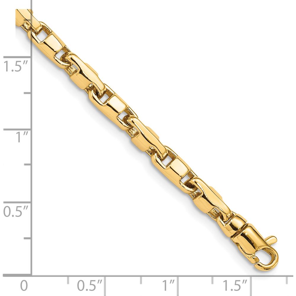 10K Yellow Gold 4mm Hand-Polished Fancy Link Bracelet - 7"" Length