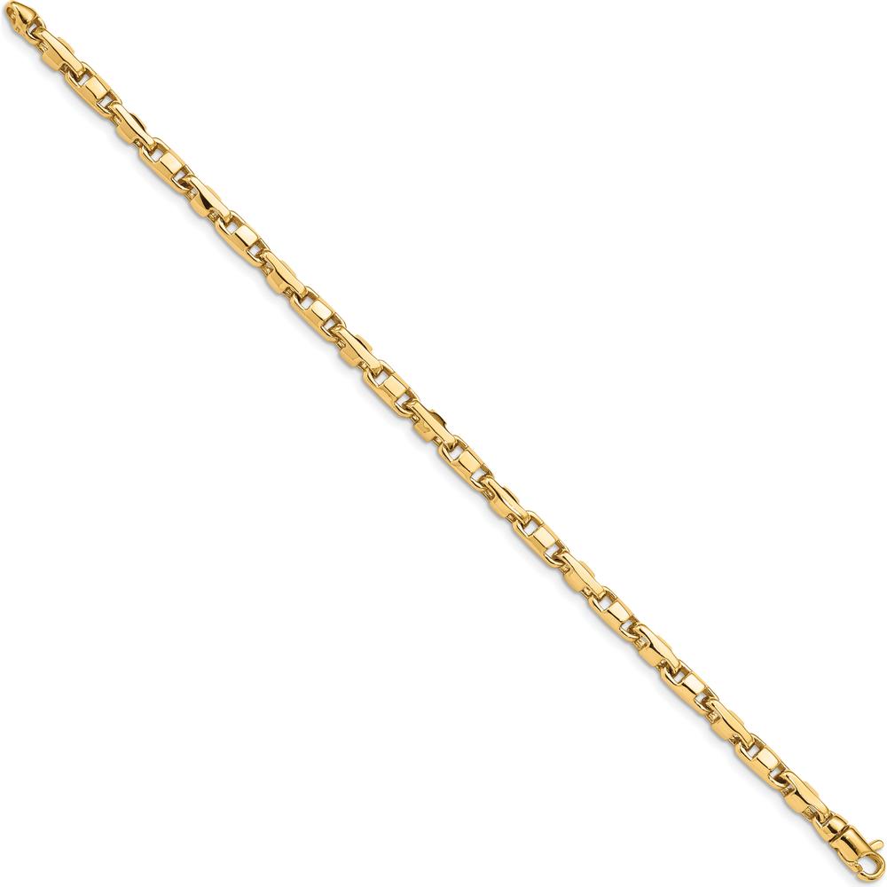 10K Yellow Gold 4mm Hand-Polished Fancy Link Bracelet - 7"" Length