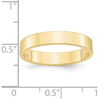10K Yellow Gold 4mm Lightweight Flat Wedding Band - Polished Finish, Size 4.5