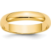 10K Yellow Gold 4mm Lightweight Half Round Wedding Band - Size 12
