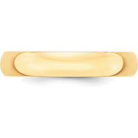 10K Yellow Gold 4mm Lightweight Half Round Wedding Band - Size 12