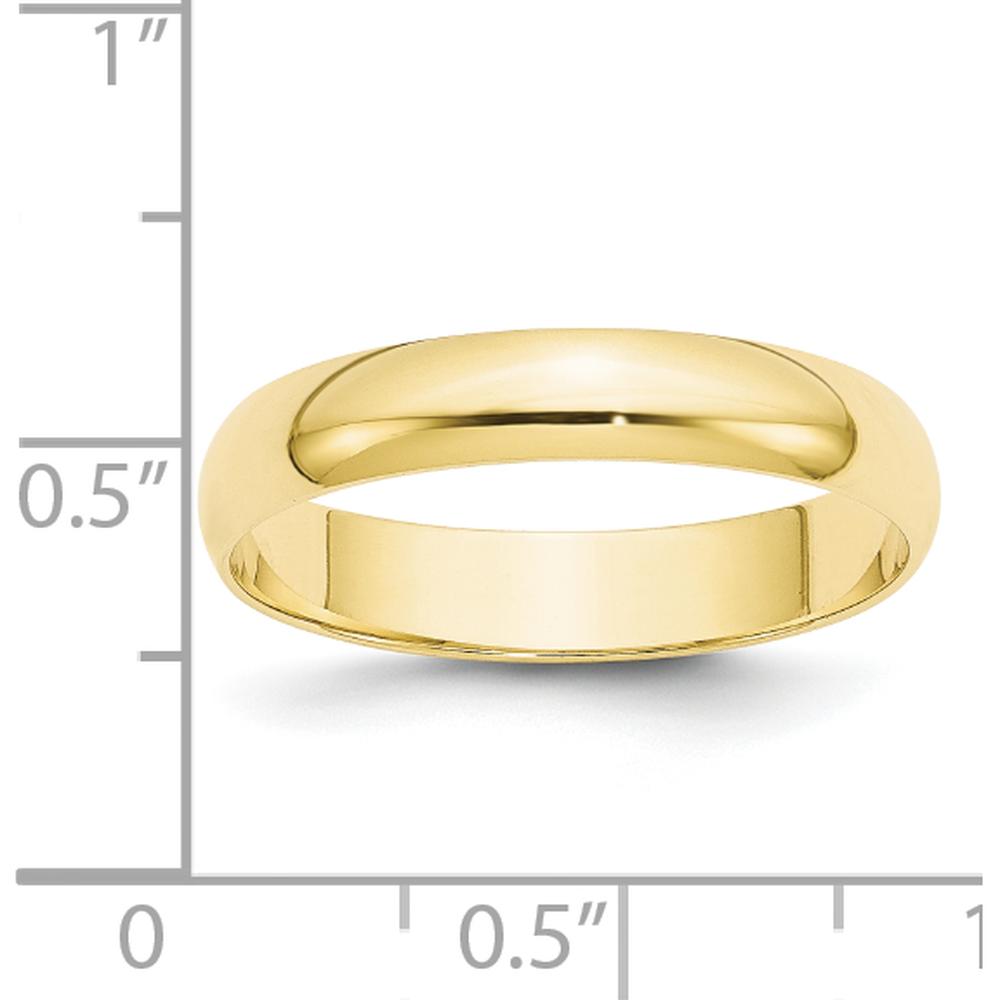 10K Yellow Gold 4mm Lightweight Half Round Wedding Band - Size 12
