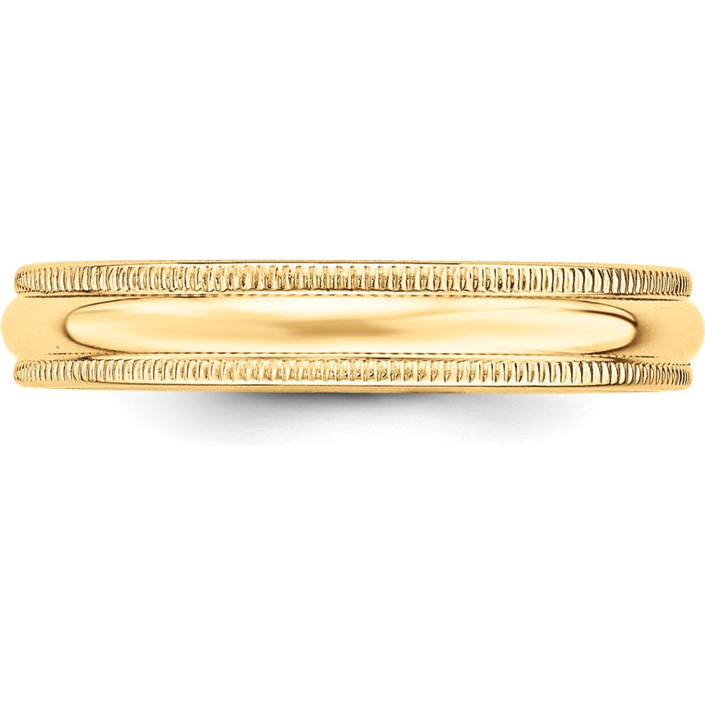 10K Yellow Gold 4mm Lightweight Milgrain Half Round Wedding Band - Size 13.5