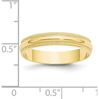10K Yellow Gold 4mm Lightweight Milgrain Half Round Wedding Band - Size 13.5