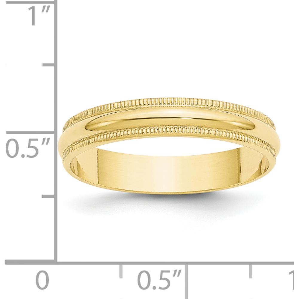 10K Yellow Gold 4mm Lightweight Milgrain Half Round Wedding Band - Size 8