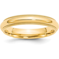 10K Yellow Gold 4mm Milgrain Comfort Fit Wedding Band - Size 8.5