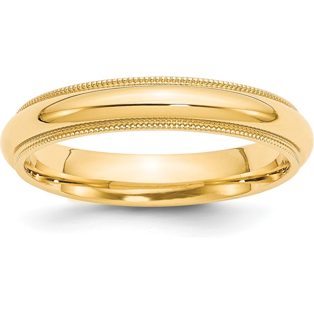 10K Yellow Gold 4mm Milgrain Comfort Fit Wedding Band - Size 8.5
