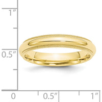 10K Yellow Gold 4mm Milgrain Comfort Fit Wedding Band - Size 8.5