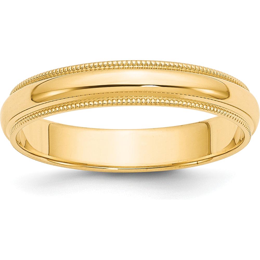 10K Yellow Gold 4mm Milgrain Half Round Wedding Band Size 8