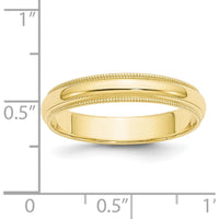 10K Yellow Gold 4mm Milgrain Half Round Wedding Band Size 8