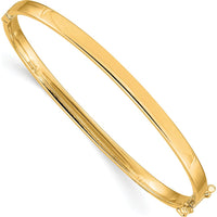 10K Yellow Gold 4mm Polished Hinged Bangle Bracelet - 7"