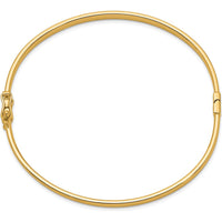 10K Yellow Gold 4mm Polished Hinged Bangle Bracelet - 7"