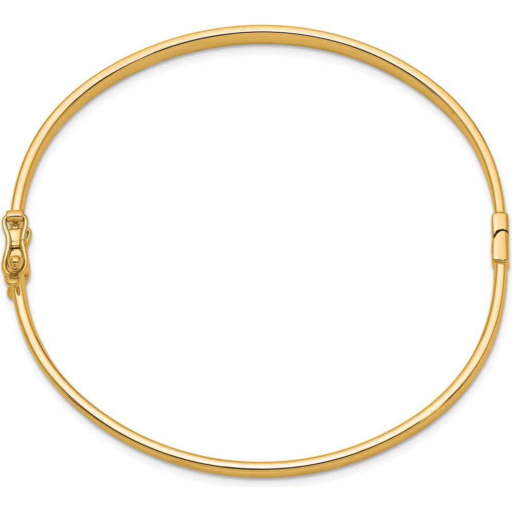 10K Yellow Gold 4mm Polished Hinged Bangle Bracelet - 7"