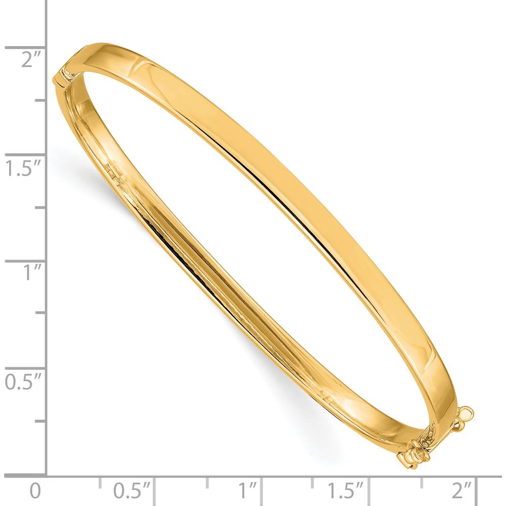 10K Yellow Gold 4mm Polished Hinged Bangle Bracelet - 7"