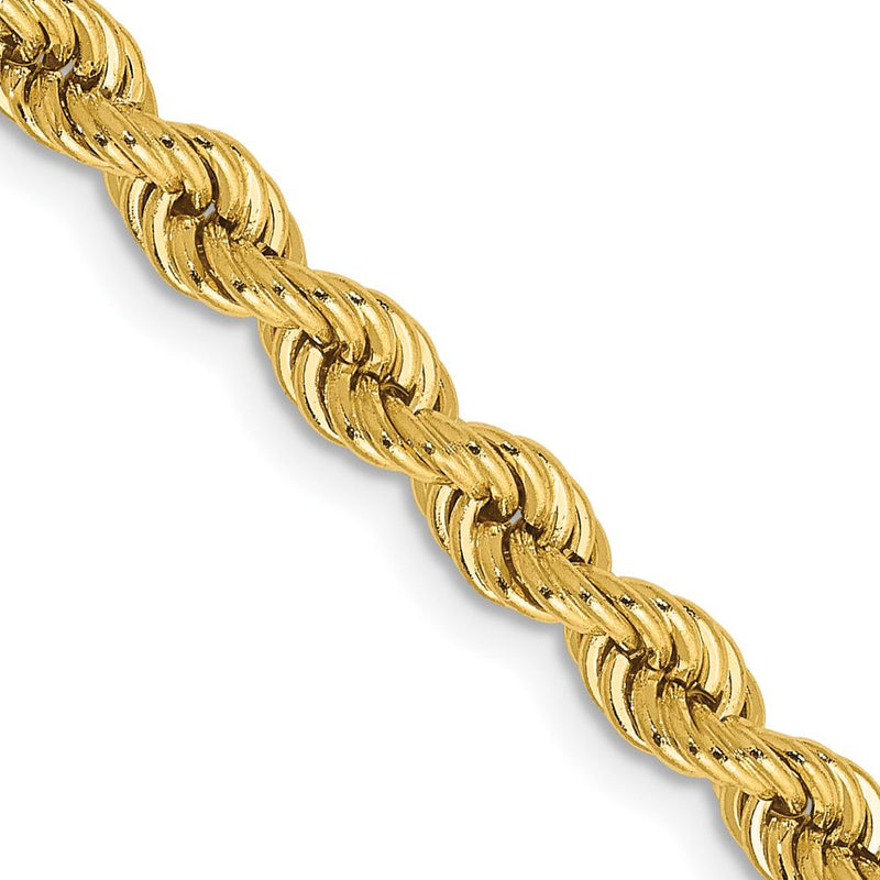 10K Yellow Gold 4mm Polished Rope Chain Necklace - 20"