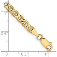 10K Yellow Gold 4mm Semi-Solid Anchor Chain Bracelet - 9in Length