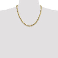 10K Yellow Gold 4mm Semi-Solid Diamond-Cut Rope Chain - 20"