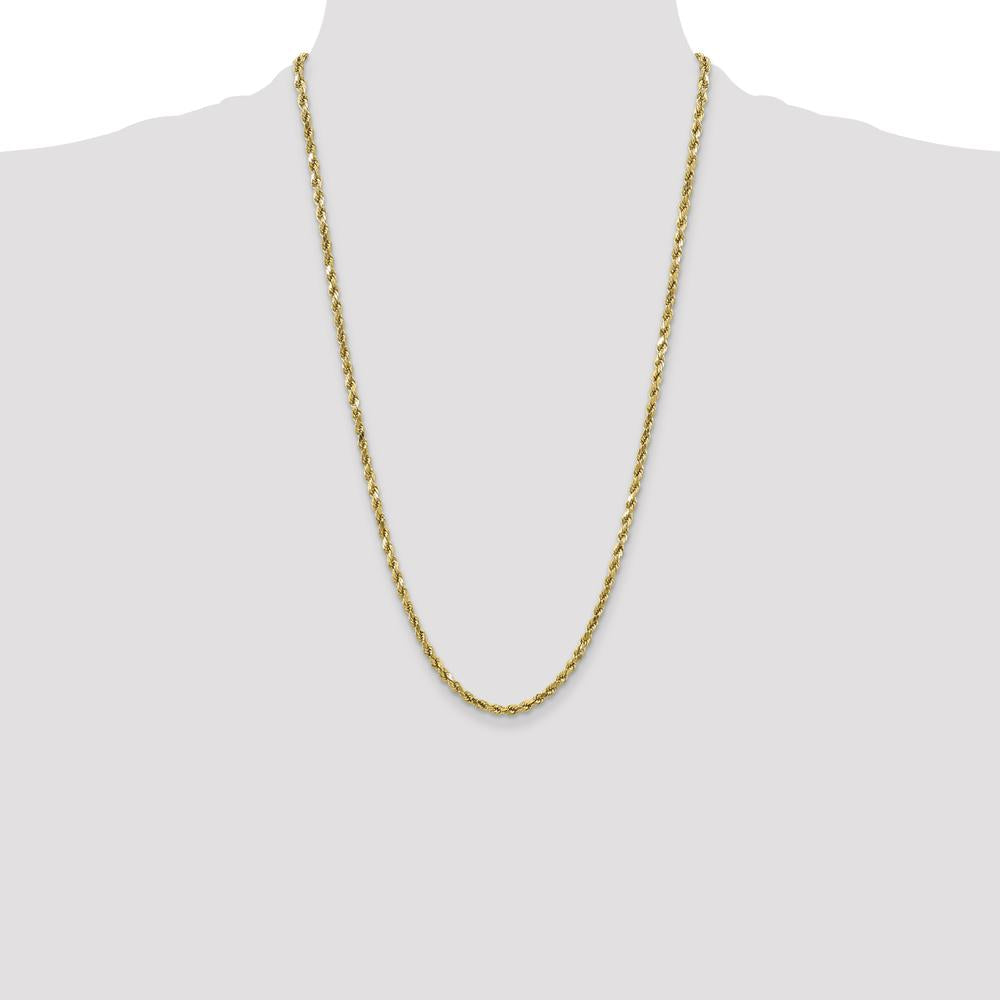 10K Yellow Gold 4mm Semi-Solid Diamond-Cut Rope Chain - 26"