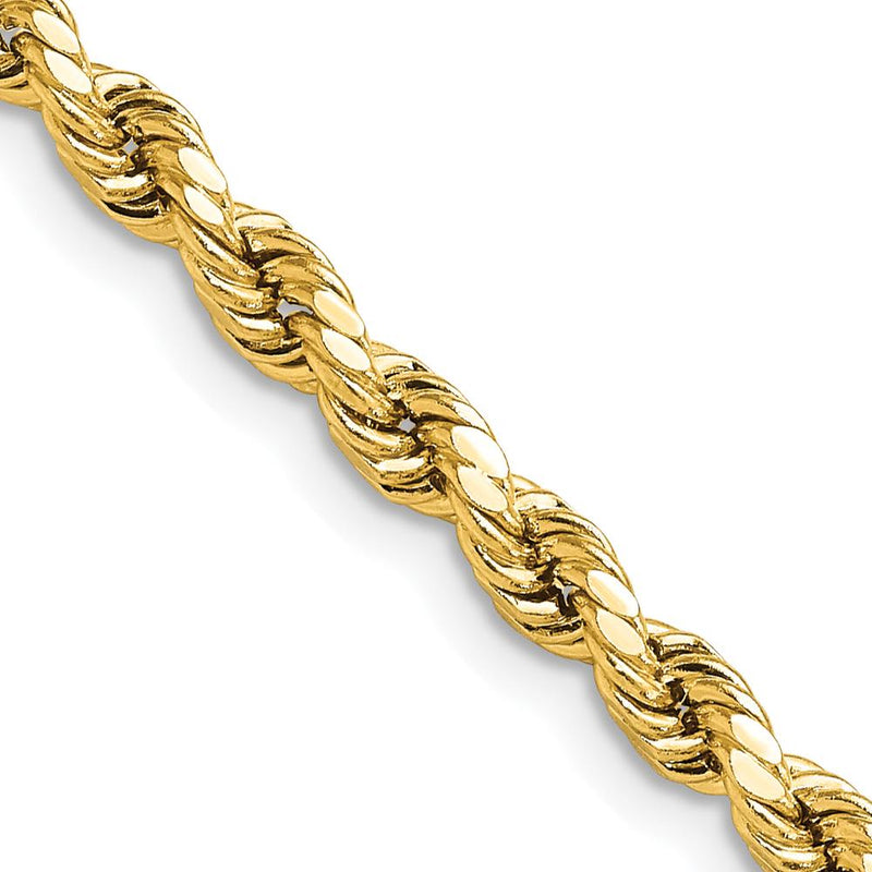 10K Yellow Gold 4mm Semi-Solid Diamond-Cut Rope Necklace - 16"