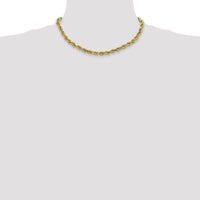 10K Yellow Gold 4mm Semi-Solid Diamond-Cut Rope Necklace - 16"