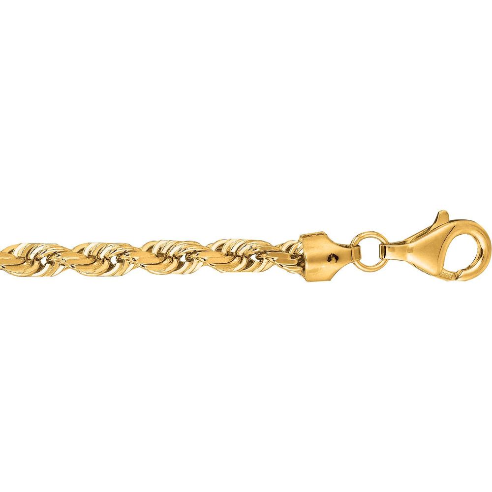 10K Yellow Gold 5.0mm Solid Diamond Cut Rope Chain Necklace - 20" by Orozza Fine Jewelry