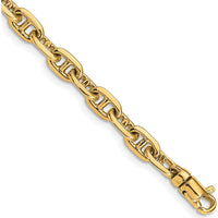 10K Yellow Gold 5.1mm Hand-Polished Fancy Link Bracelet - 7.5" Long