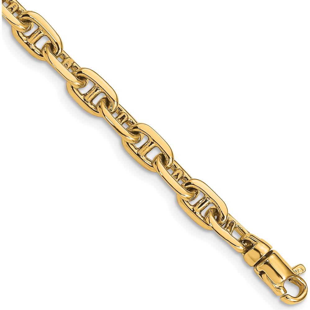 10K Yellow Gold 5.1mm Hand-Polished Fancy Link Bracelet - 7.5" Long