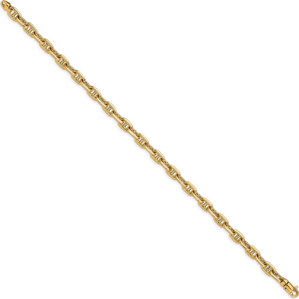 10K Yellow Gold 5.1mm Hand-Polished Fancy Link Bracelet - 7.5" Long