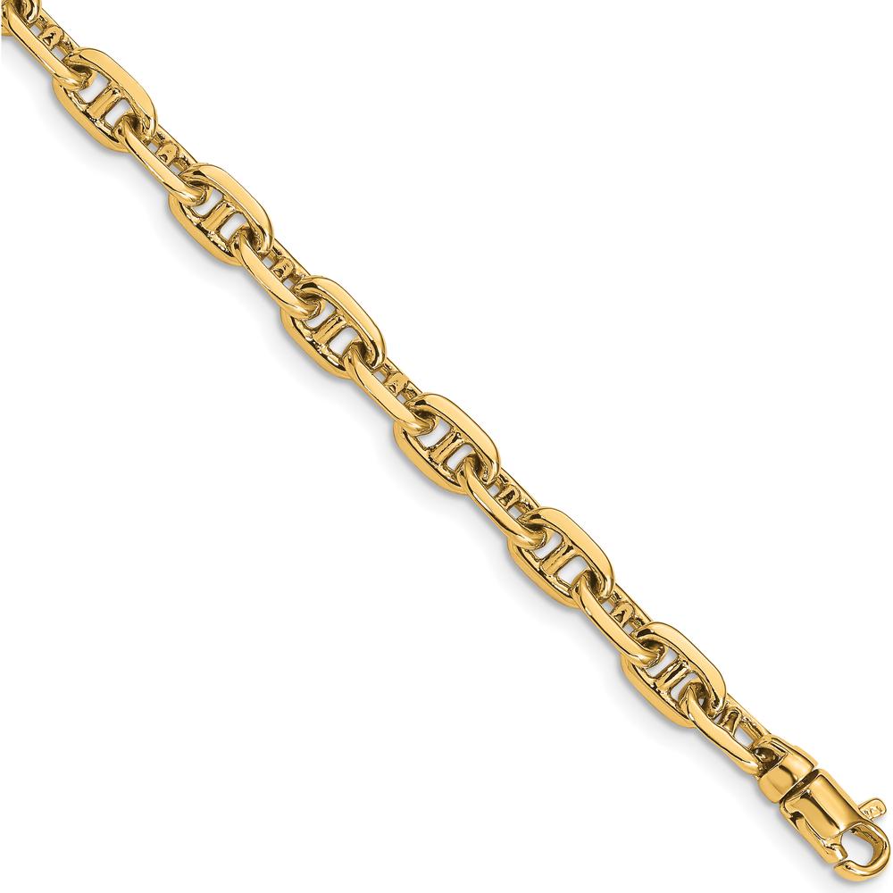 10K Yellow Gold 5.1mm Hand-Polished Fancy Link Chain Bracelet - 8.5"