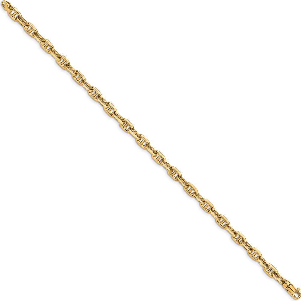 10K Yellow Gold 5.1mm Hand-Polished Fancy Link Chain Bracelet - 8.5"