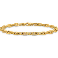10K Yellow Gold 5.1mm Hand-Polished Fancy Link Chain Bracelet - 8.5"
