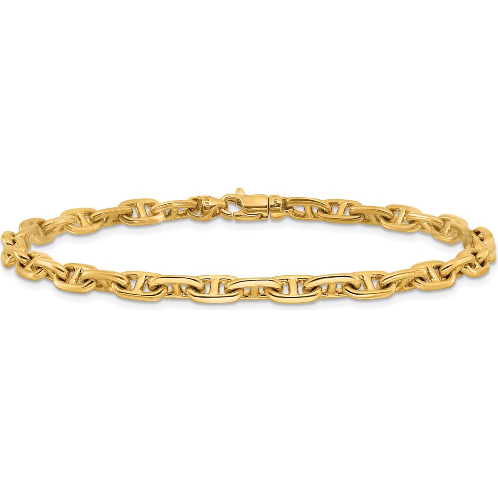 10K Yellow Gold 5.1mm Hand-Polished Fancy Link Chain Bracelet - 8.5"