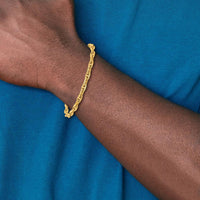 10K Yellow Gold 5.1mm Hand-Polished Fancy Link Chain Bracelet - 8.5"