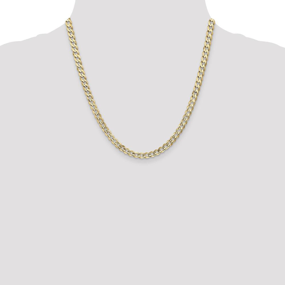10K Yellow Gold 5.25mm Open Concave Curb Chain Necklace - 20"
