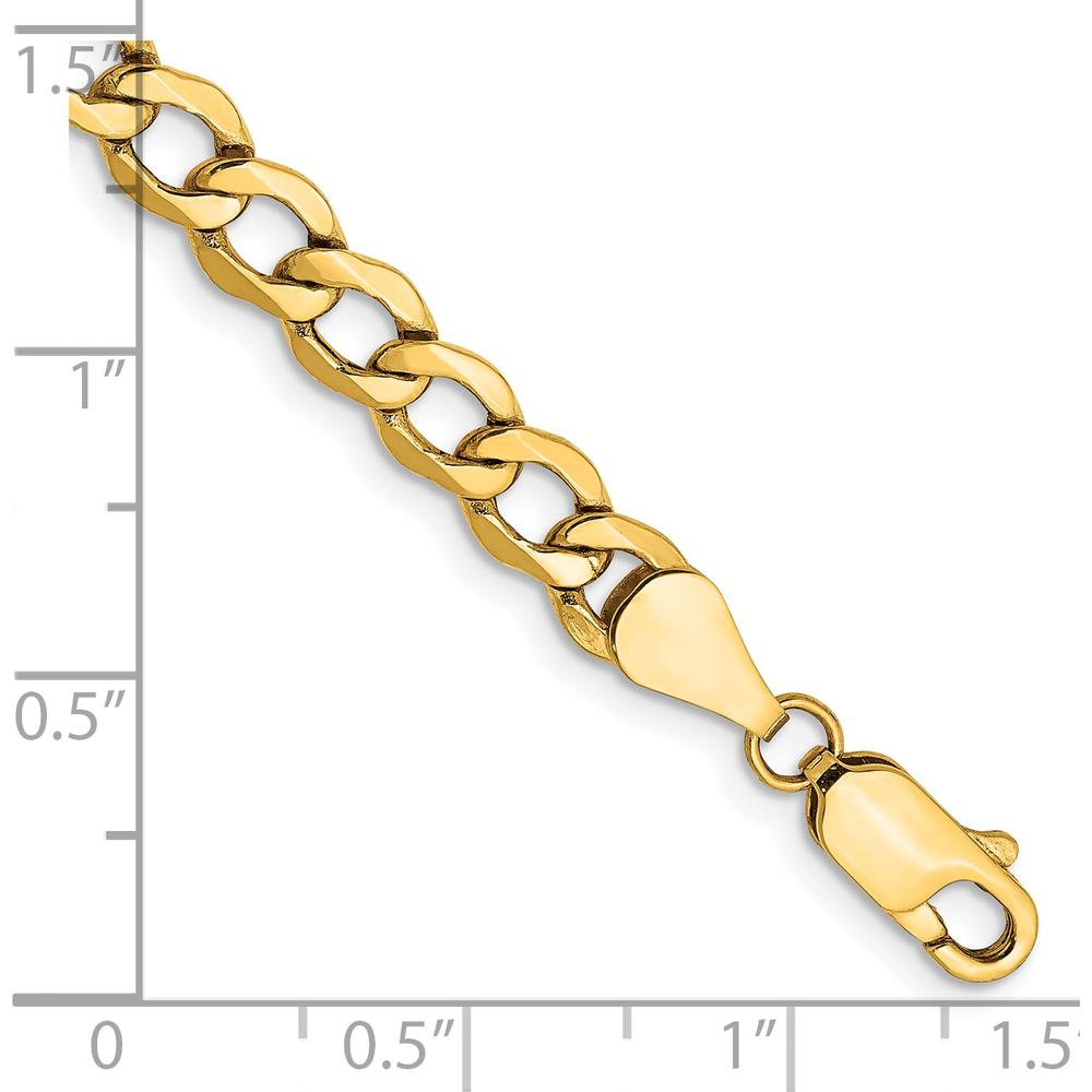 10K Yellow Gold 5.25mm Semi-Solid Curb Link Bracelet - 9" Length