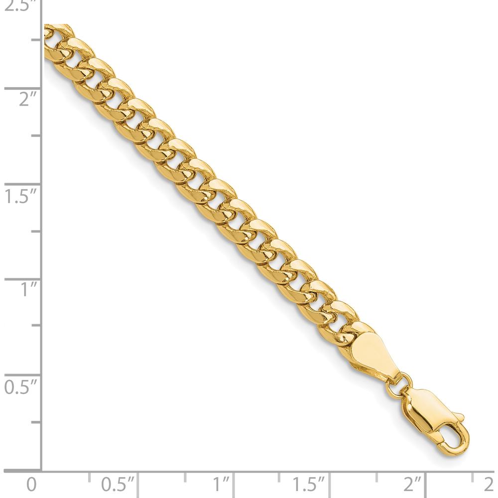 10K Yellow Gold 5.25mm Semi-Solid Miami Cuban Chain Bracelet - 8"