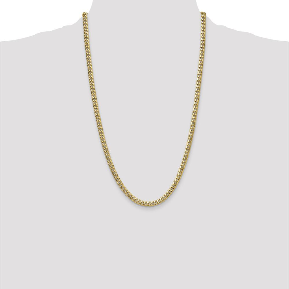 10K Yellow Gold 5.25mm Semi-Solid Miami Cuban Chain Necklace - 26"
