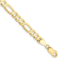 10K Yellow Gold 5.5mm Concave Open Figaro Chain Bracelet - 8" Length
