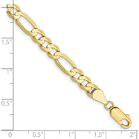 10K Yellow Gold 5.5mm Concave Open Figaro Chain Bracelet - 9" Length