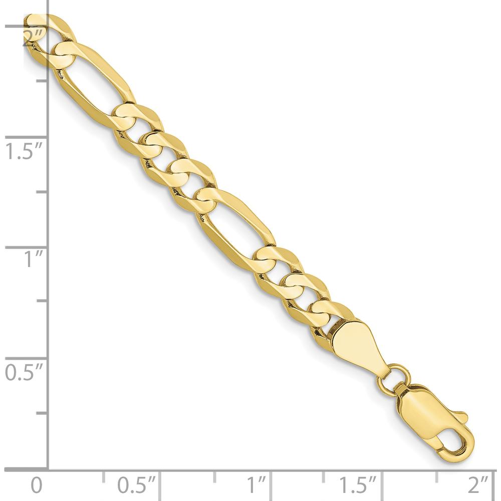 10K Yellow Gold 5.5mm Concave Open Figaro Chain Bracelet - 9" Length