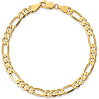 10K Yellow Gold 5.5mm Concave Open Figaro Chain Bracelet - 9" Length