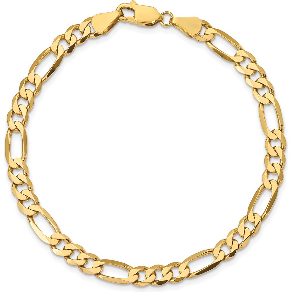 10K Yellow Gold 5.5mm Concave Open Figaro Chain Bracelet - 9" Length