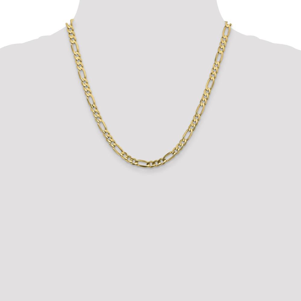 10K Yellow Gold 5.5mm Concave Open Figaro Chain Necklace - 20" Length