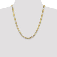10K Yellow Gold 5.5mm Concave Open Figaro Chain Necklace - 22"