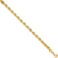 10K Yellow Gold 5.5mm Diamond-Cut Rope Chain Bracelet - 8"