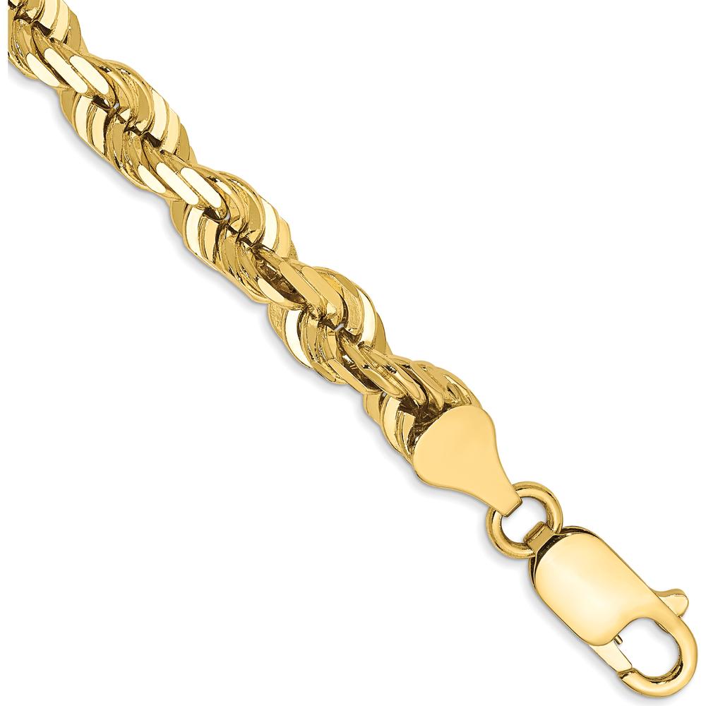 10K Yellow Gold 5.5mm Diamond-Cut Rope Chain Bracelet - 9" Length