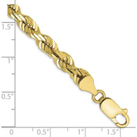 10K Yellow Gold 5.5mm Diamond-Cut Rope Chain Bracelet - 9" Length