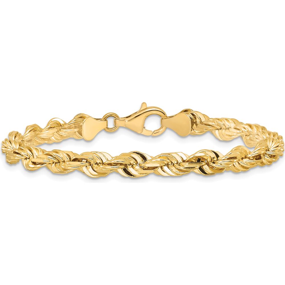 10K Yellow Gold 5.5mm Diamond-Cut Rope Chain Bracelet - 9" Length